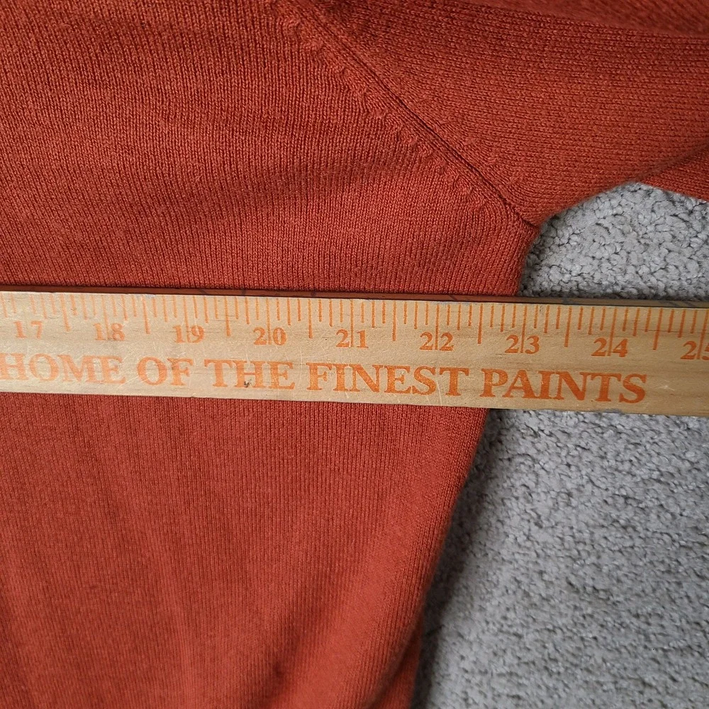 Izod Sweater Mens Large Orange V Neck Cotton Blend‎ Long Sleeve Casual Pullover
